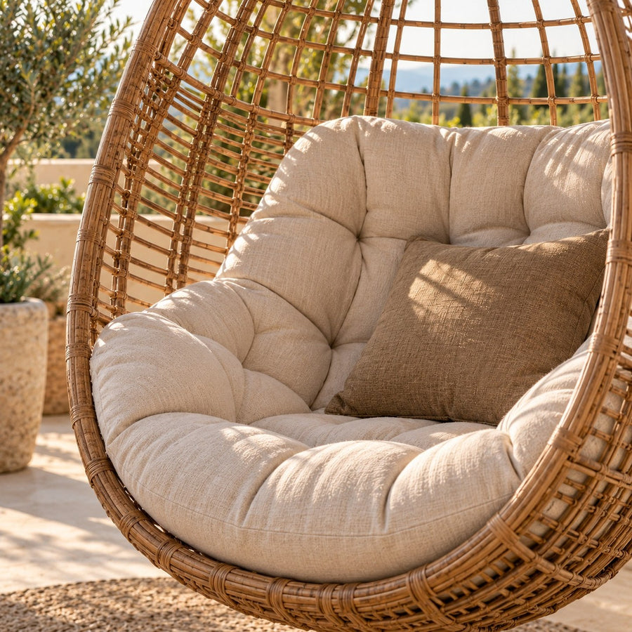 Coussin épais en lin pour fauteuil suspendu