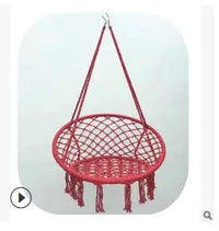 Chaise Hamac Ronde en Macramé de Coton avec Anneau en Acier et Kit de Suspension, vue 8