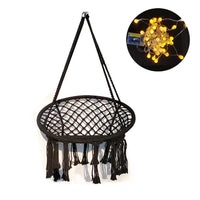 Chaise Hamac Ronde en Corde de Coton 80 cm, Écru ou Noir, avec ou sans Guirlande, vue 9