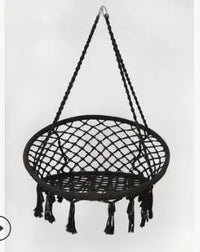 Chaise Hamac Ronde en Macramé de Coton avec Anneau en Acier et Kit de Suspension, vue 14