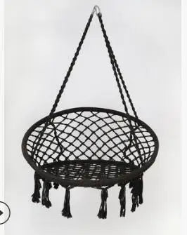 Chaise Hamac Ronde en Macramé de Coton avec Anneau en Acier et Kit de Suspension, vue 14