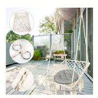 Chaise Hamac en Macramé Blanc Cassé, Corde de Coton à Franges, 150 kg, vue 2