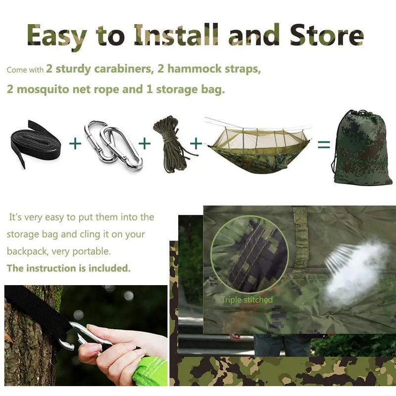 Hamac de Camping avec Moustiquaire en Nylon de Parachute, 260 x 140 cm, Bâche en Option, vue 4