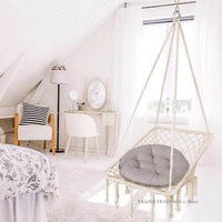 Chaise Hamac en Macramé Blanc Cassé, Corde de Coton à Franges, 150 kg, vue 5