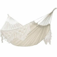 Hamac Double Style Nordique en Coton Écru, Franges en Macramé, 200 x 150 cm, vue 7
