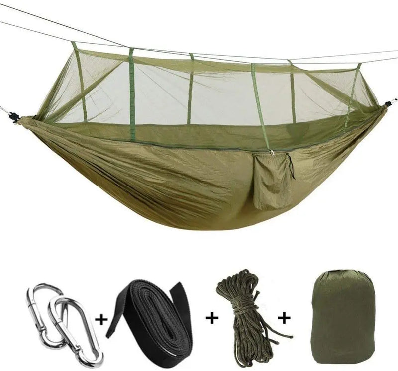 Hamac 2 Places avec Moustiquaire en Tissu Parachute, 260 x 140 cm, Bâche en Option