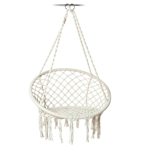 Chaise Hamac Ronde en Corde de Coton 80 cm, Écru ou Noir, avec ou sans Guirlande, vue 10