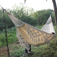 Hamac Double Style Nordique en Coton Écru, Franges en Macramé, 200 x 150 cm, vue 3
