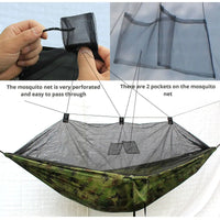 Hamac de Camping Camouflage ou Bleu avec Moustiquaire à Poches, Nylon 210T, Bâche en Option, vue 4