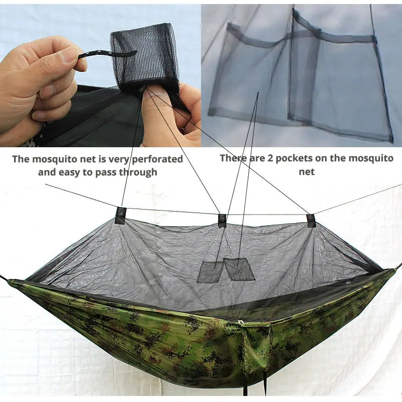 Hamac de camping avec moustiquaire 260 x 140 cm et bâche de protection, à la pièce, vue 4