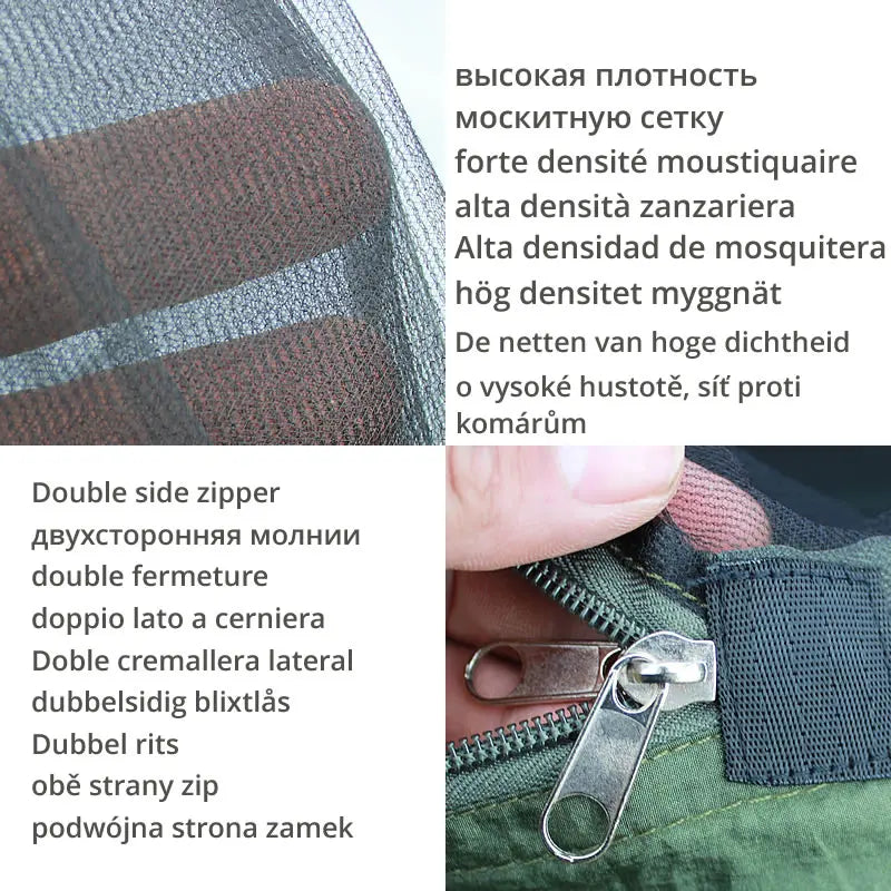Hamac de Camping Camouflage ou Bleu avec Moustiquaire à Poches, Nylon 210T, Bâche en Option, vue 3