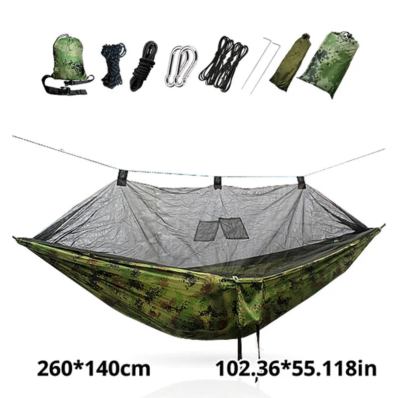 Hamac de camping avec moustiquaire 260 x 140 cm et bâche de protection, à la pièce, vue 2