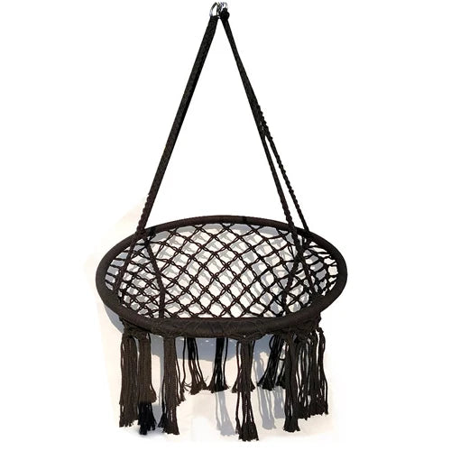 Chaise Hamac Ronde en Corde de Coton 80 cm, Écru ou Noir, avec ou sans Guirlande, vue 8