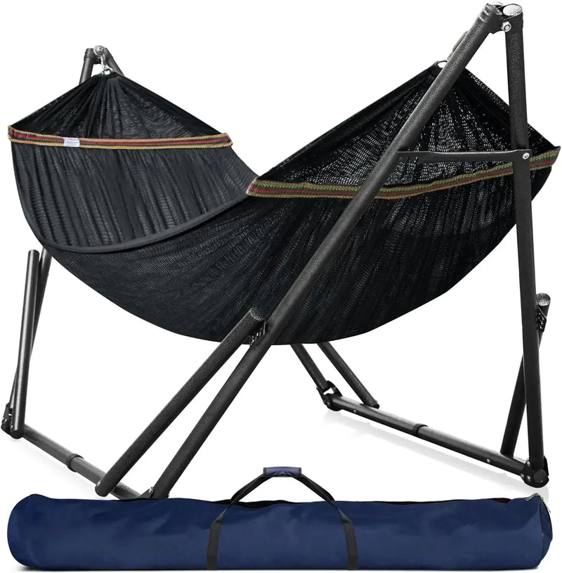 Hamac sur Pied Pliable 2 Places, Barres en Bois et Sac de Transport, vue 9