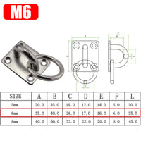 Plaque à Anneau Inox 304 pour Hamac, Fixation Plafond et Mur, M5 à M8, vue 7