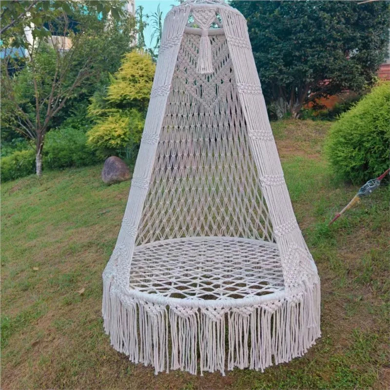 Chaise Hamac Suspendue Macramé de Coton Cocon, avec ou sans Coussin, vue 2