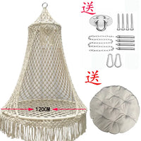 Chaise Hamac Suspendue en Macramé Écru, Forme Conique, Coussin Rond, 3 Tailles, vue 7