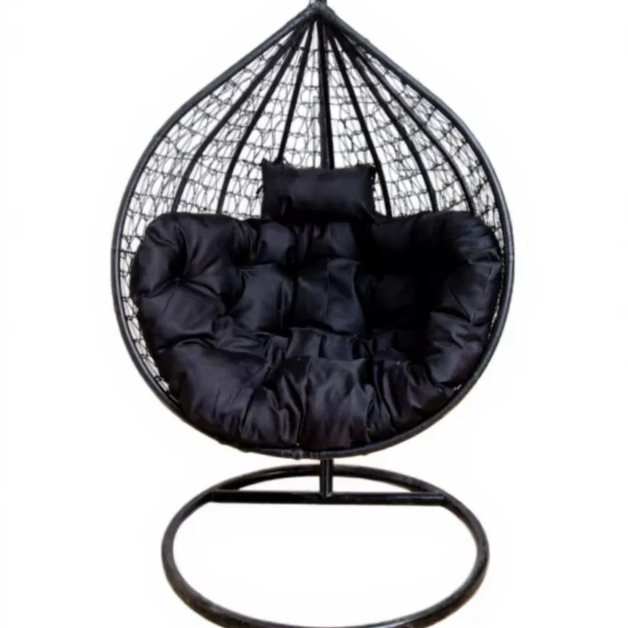 Fauteuil Suspendu Œuf Tressé sur Pied Métal, Charge 150 kg, 6 Modèles