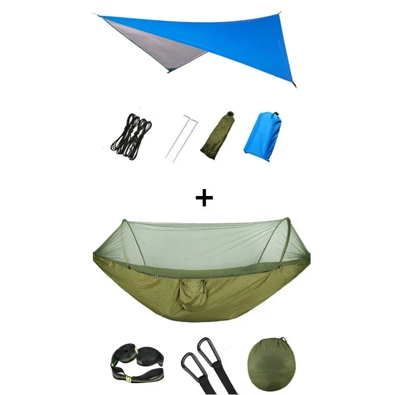 Hamac de camping pop-up avec moustiquaire et bâche de protection, 250 x 120 cm, vue 17