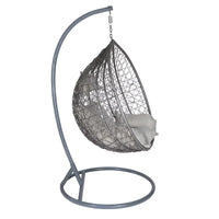 Fauteuil Suspendu Œuf en Rotin Tressé avec Pied en C et Coussins, 92 cm, vue 5