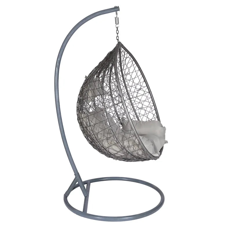Fauteuil Suspendu Œuf en Rotin Tressé avec Pied en C et Coussins, 92 cm, vue 5