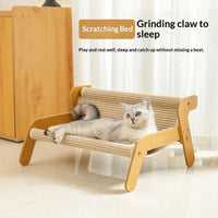 Lit Hamac pour Chat en Bois et Sisal, Griffoir 2 en 1, 2 Tailles, vue 2