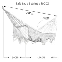 Hamac Double Bohème en Coton avec Franges au Crochet, 360 x 160 cm, Sac de Transport, vue 9