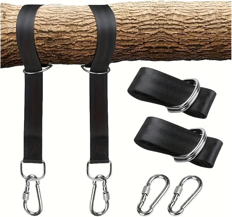 Sangles d'Arbre de 50 cm avec Anneaux en D et Mousquetons Vissants pour Hamac et Balançoire, vue 8