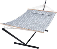 Hamac sur Pied Double Matelassé, Support Acier 12 Pieds, Toile 200 x 140 cm, vue 2