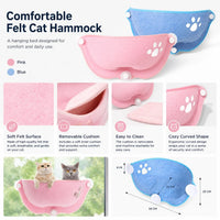 Hamac pour Chat de Fenêtre en Feutre, Forme Croissant à Ventouses, Bleu ou Rose, 56 x 25 cm, vue 5
