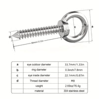 Vis à Anneau pour Hamac et Chaise Suspendue en Inox, Lot de 4, M5 ou M8, vue 3