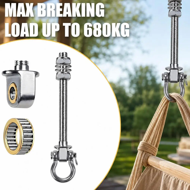 Crochet Pivotant Inox pour Hamac et Fauteuil Suspendu, avec Roulement à Aiguilles, vue 4