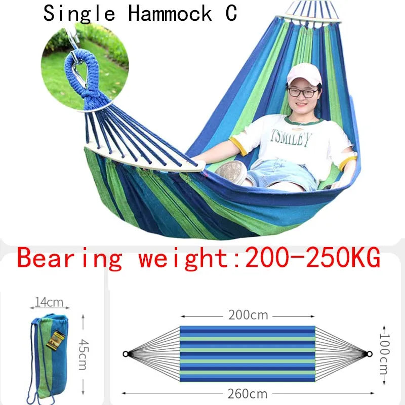 Hamac Rayé à Barre en Toile Coton et Polyester, 1 ou 2 Places, 200 cm, Sac de Rangement, vue 10