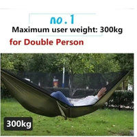 Hamac de Camping avec Moustiquaire en Nylon Vert Militaire, 250 x 120 cm, Sangles, vue 4