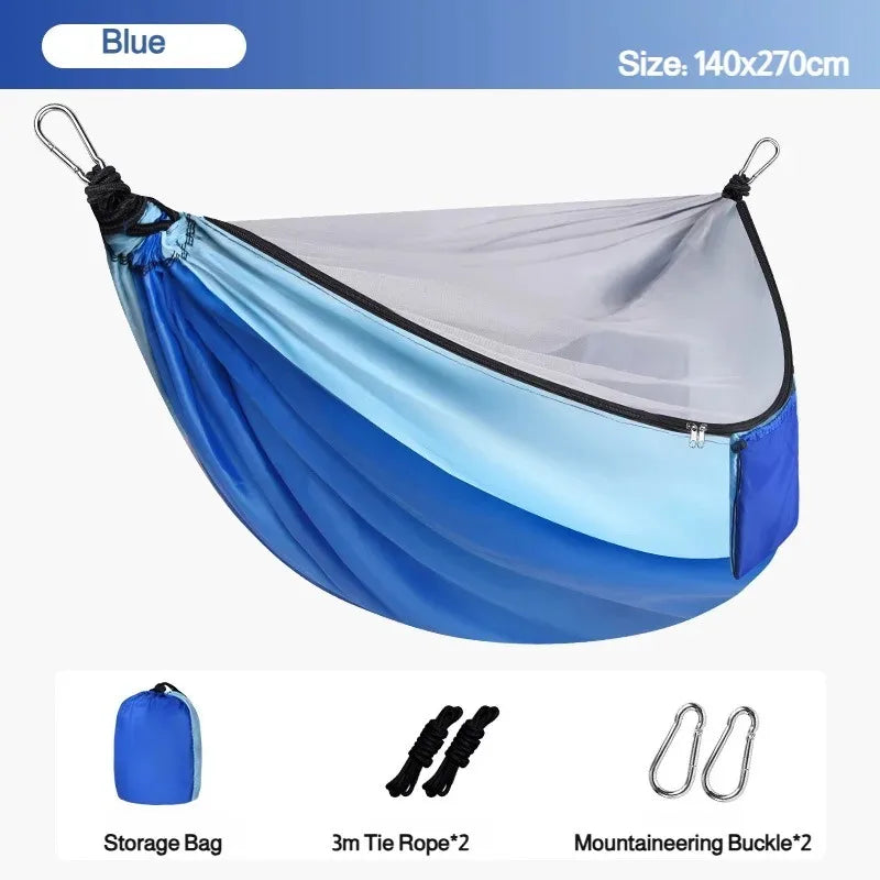 Hamac de Camping avec Moustiquaire Zippée, Polyester, 270 x 140 cm, vue 8