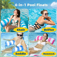 Hamac gonflable de piscine 1 place en PVC rayé, largeur 70 cm, 4 coloris, vue 2