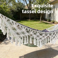 Hamac 2 Places à Franges Macramé, Vert Feuillage 300 x 150 cm, avec Sangles et Sac, vue 3