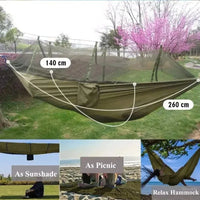 Hamac de Camping avec Moustiquaire, Nylon 210T Ripstop, 260 x 140 cm, Bâche à la Pièce
