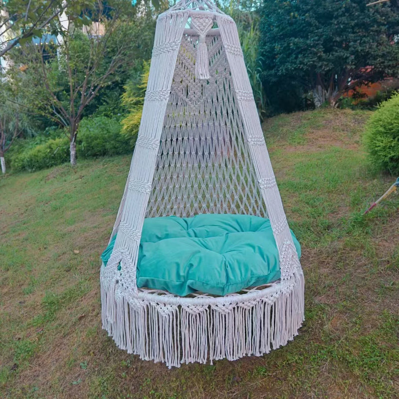 Chaise Hamac Suspendue Macramé de Coton Cocon, avec ou sans Coussin, vue 6