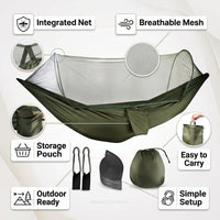 Hamac de Camping avec Moustiquaire Intégrée et Poche Latérale, 3 Coloris, Sac de Rangement, vue 3