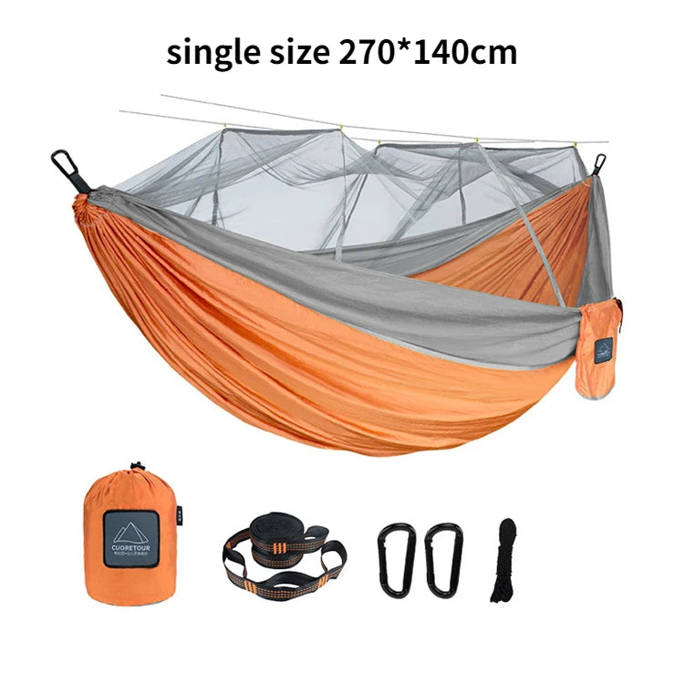 Hamac de Camping avec Moustiquaire en Nylon, 1 ou 2 Places, Sangles, vue 12
