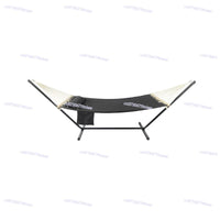 Hamac Matelassé Anthracite sur Pied, Support Métal Noir et Oreiller, vue 2