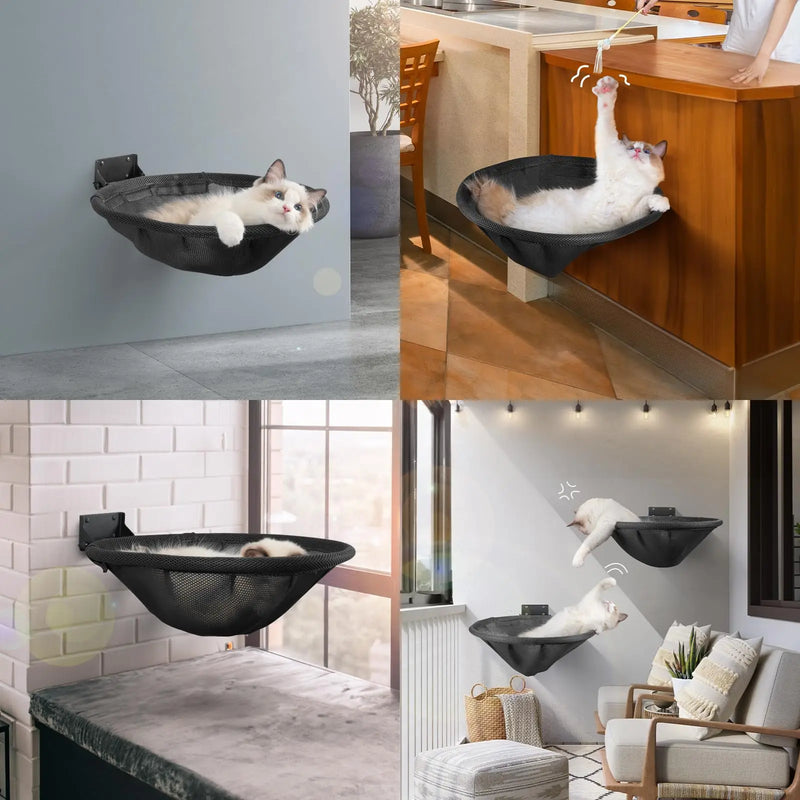 Hamac Mural pour Chat, Étagères et Échelles Murales en Bois à la Pièce, 10 Articles, vue 5