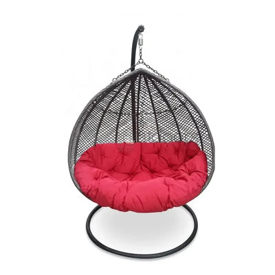 Fauteuil Suspendu Œuf en Résine Tressée avec Pied Métal, Coussin 7 Coloris