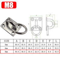 Plaque à Anneau Inox 304 pour Hamac, Fixation Plafond et Mur, M5 à M8, vue 8