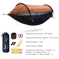 Tente Hamac de Camping avec Moustiquaire, Toit Pare-Soleil et Piquets, 270 x 140 cm, vue 6