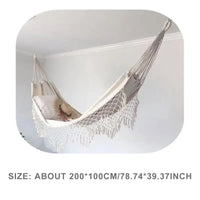 Hamac Macramé à Franges, Toile Blanc Cassé 200 x 100 cm, Charge Annoncée 120 kg, vue 6
