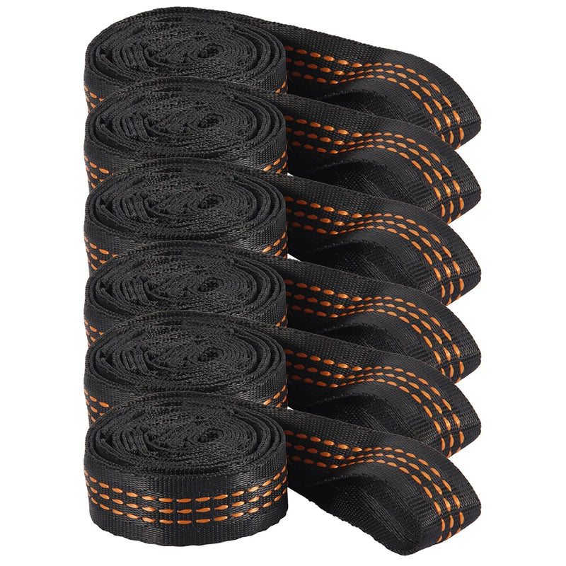 Sangles de Hamac Nylon Noir Orange pour Arbres, Lot de 2 à 6, vue 9