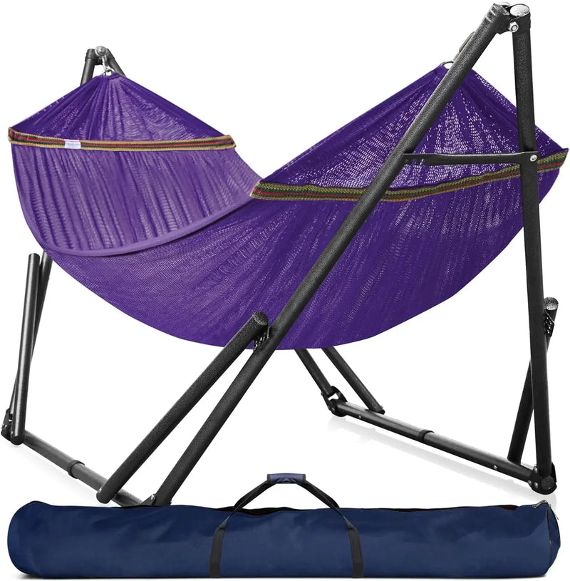 Hamac sur Pied Pliable 2 Places, Barres en Bois et Sac de Transport, vue 13