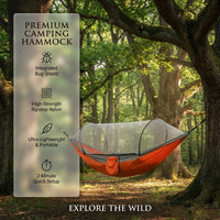 Hamac de Camping Ultra-Léger avec Moustiquaire à Arceaux, Nylon 210T, 6 Coloris